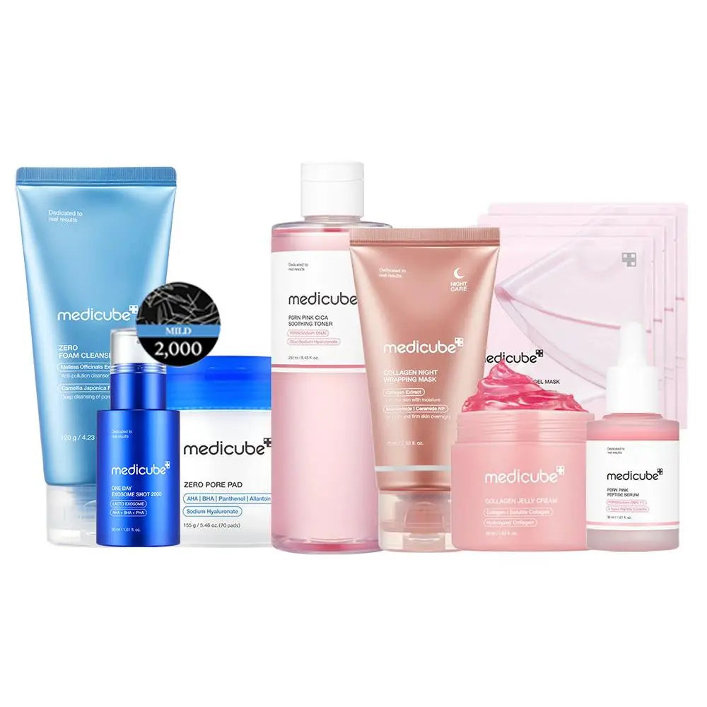 Medicube Affordable Glass Glow Skincare Set | Includes 8 products | K-Beauty