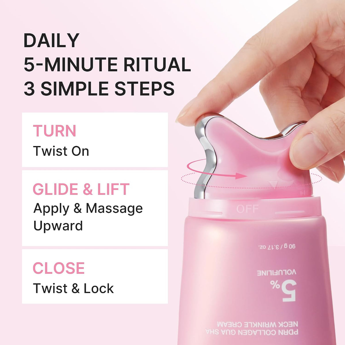 Medicube PDRN Collagen Gua Sha Neck Wrinkle Cream | Built-In Gua Sha Massager with Volufiline 5% + PDRN | Firming, Contour Care | Massage Cream | Korean Skincare