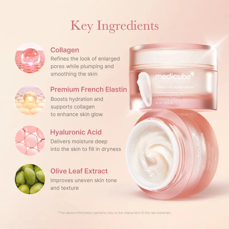 Medicube Triple Collagen Cream (Collagen+Hyaluronic Acid+Niacinamide+Shea Butter) | Hydrating Moisturizer | Korean Skincare